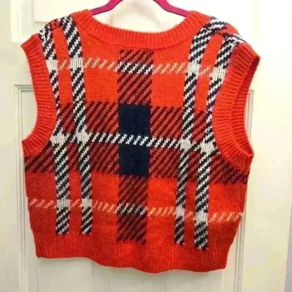 Wild Fable Knitted Striped Red Vest,Size M - Picture 2 of 3